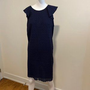 Dark Blue Dress with Eyelet Embroidery fabric